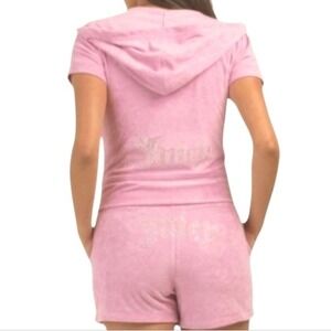 Juicy Couture Terry Cloth 2-piece Track Suit Bedazzled Bling Med Pink NWT $179